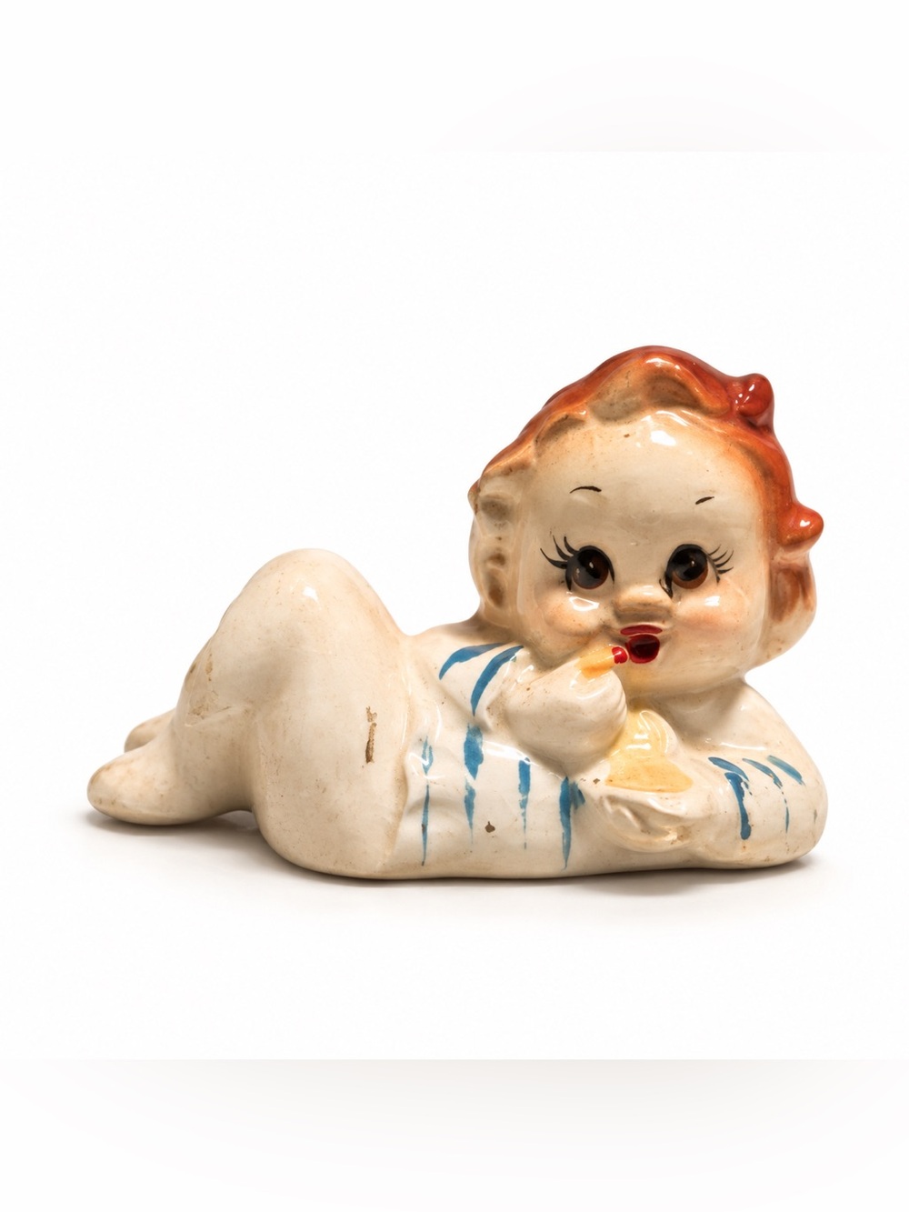 Vintage Norleans Japan Reclining Child Ceramic Figurine